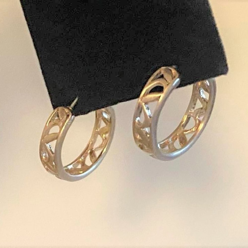 Gold Color Filigree Open Hoop Earrings